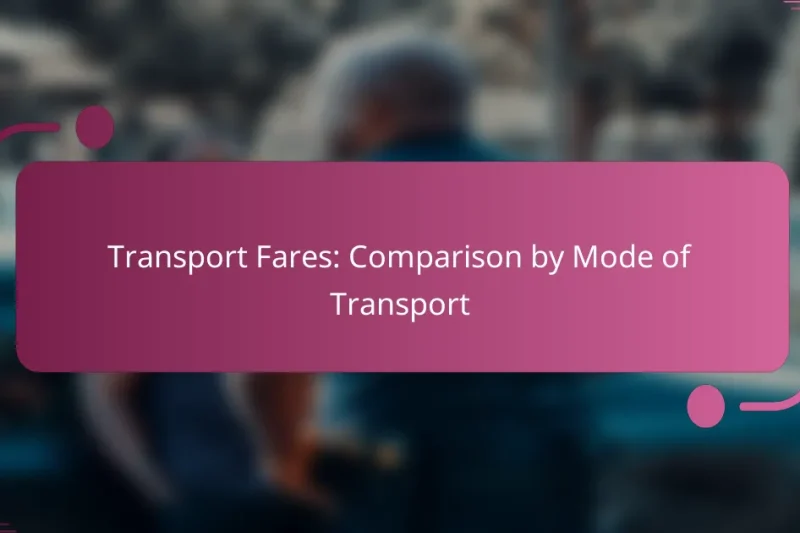 Transport Fares: Comparison by Mode of Transport
