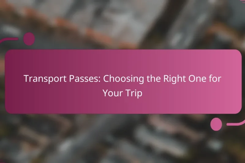 Transport Passes: Choosing the Right One for Your Trip